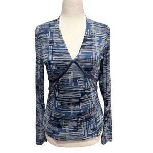 VTG 2000s Mesh Futuristic Blue Patterned Women's Top Size S
